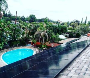 rooftop solar panel overlooking pool